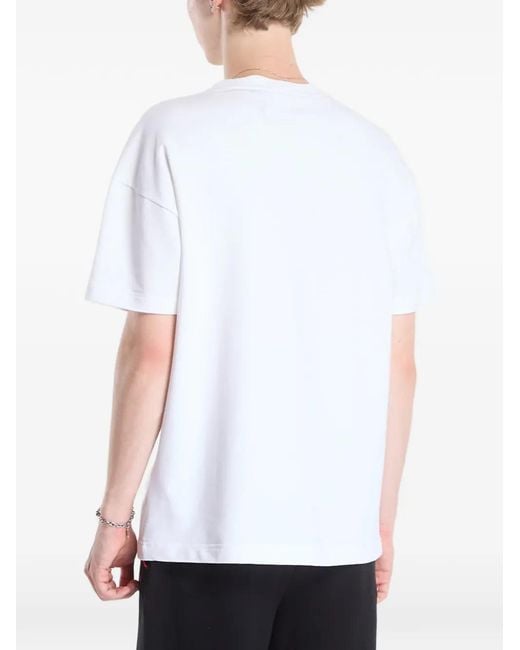 HUGO White Noah Logo-Print Tape-Detail T-Shirt for men