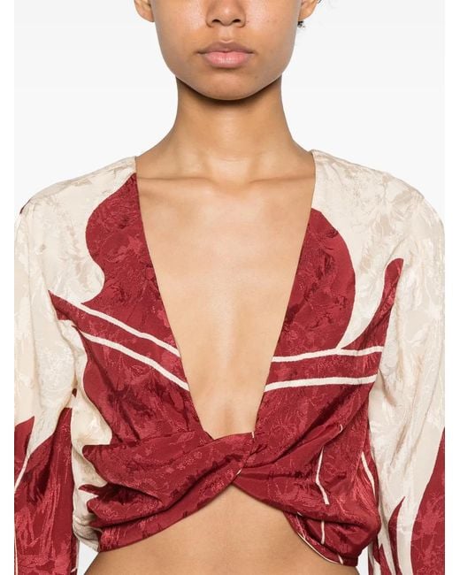 Johanna Ortiz Red Afterwork Blouse