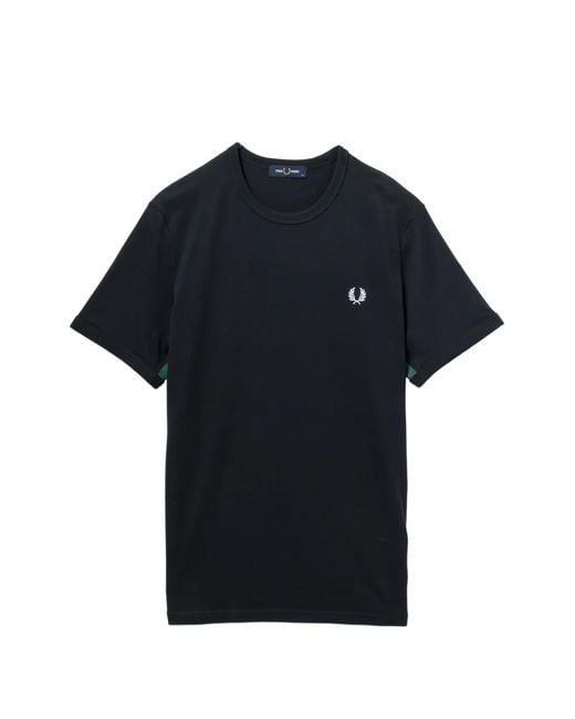 Fred Perry Black Logo-Embroidered T-Shirt for men