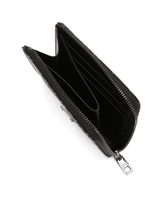 Dolce & Gabbana Gray Logo-Plaque Jacquard Wallet for men