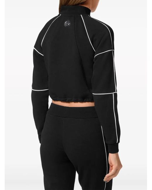 Philipp Plein Black Logo-Print Cropped Sweatshirt