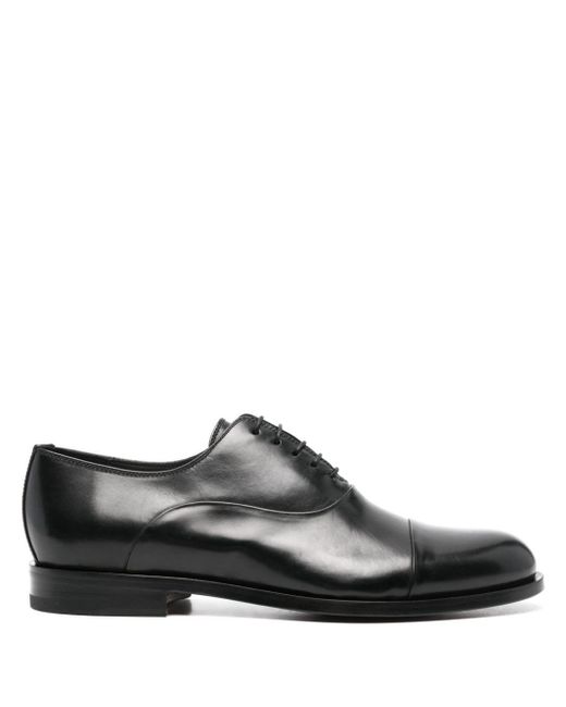 Tagliatore Black Leather Oxford Shoes for men