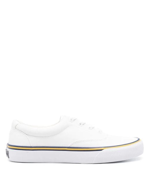 Polo Ralph Lauren White Round-Toe Canvas Sneakers