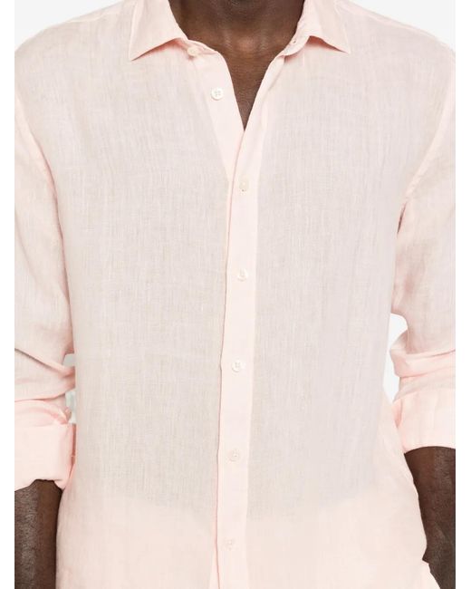 120% Lino Pink Buttoned Shirt for men
