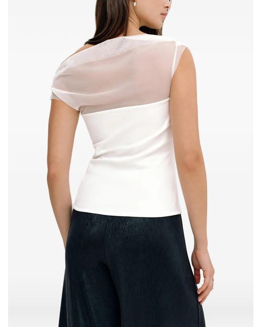 MARCELLA White Cabrini Mesh-Panel Top
