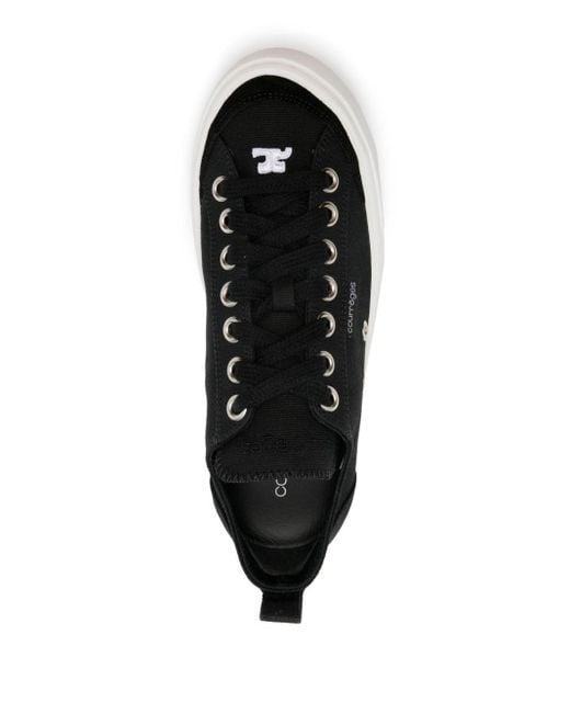 Courreges Black Canvas 01 Embroidered-logo Sneakers