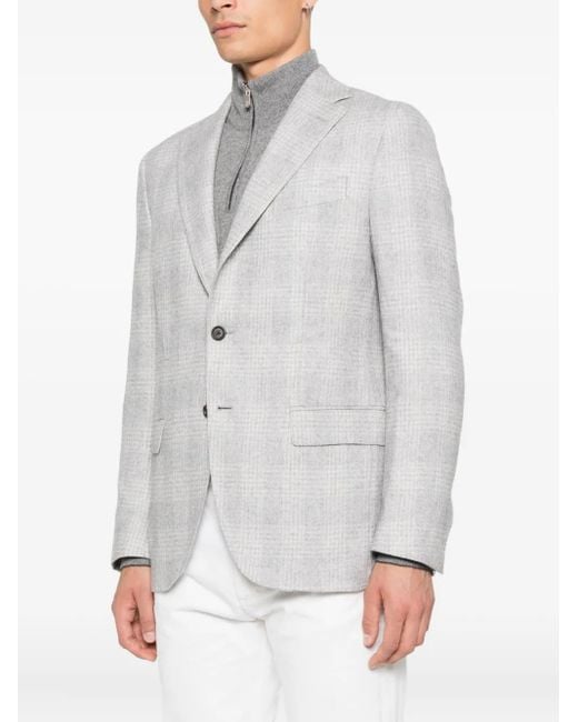 Eleventy Gray Checked Single-Breasted Blazer for men