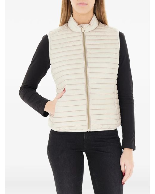 Save The Duck White Quilted Sleeveless Jacket