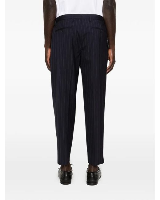 Briglia 1949 Blue Portobellos Pinstripe Pleated Trousers for men