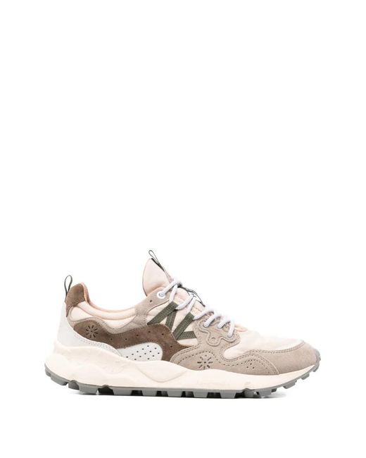 Flower Mountain White Yamano 3 Nubuck Leather Sneakers for men