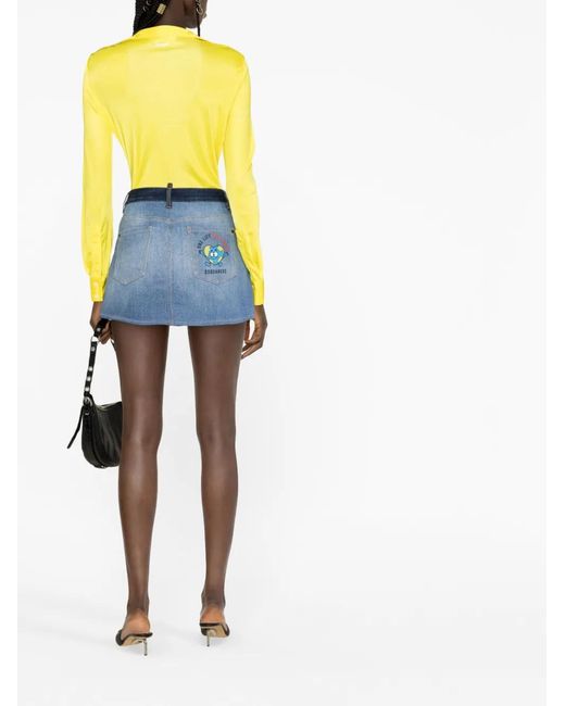 DSquared² Blue One Life One Planet Denim Skirt