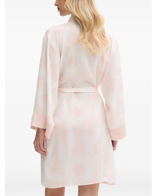 DKNY White Cloud-Print Belted Robe
