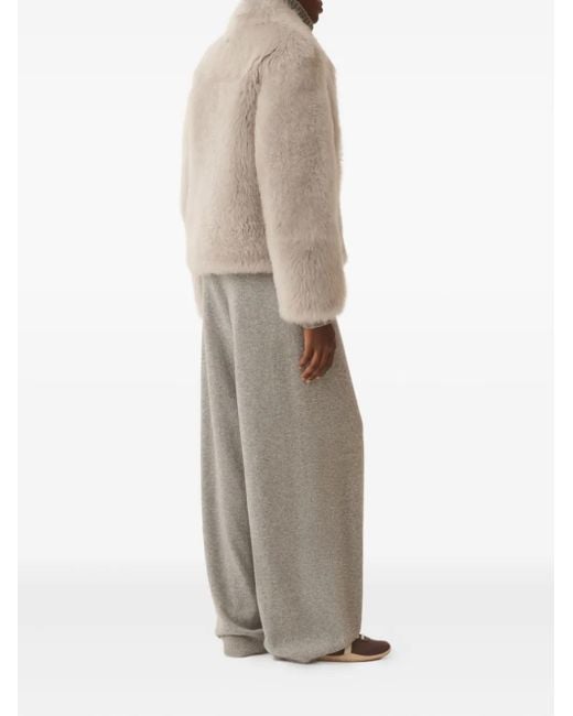 Fabiana Filippi Brown Shearling Zip-Front Jacket