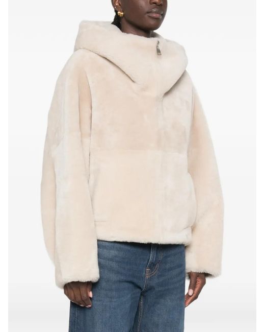 Blancha Natural Hooded Shearling Jacket