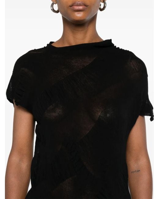 Yohji Yamamoto Black Fein Gestricktes T-Shirt