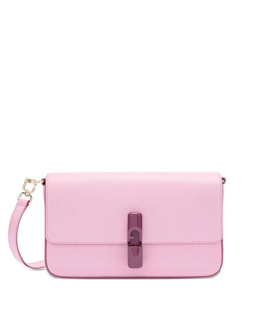 Furla Pink Iride Flap-Lock Satchel