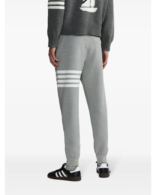 Thom Browne Gray Ottoman Rib 4-Bar Stripe Track Pants for men