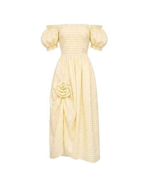 Sleeper Metallic Gingham-Check Maxi Belle Dress