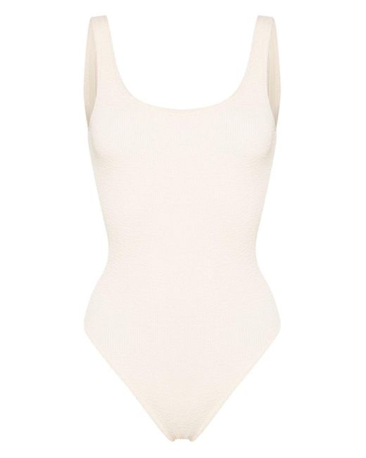 Mc2 Saint Barth White Lora Textured-finish Swimsuit