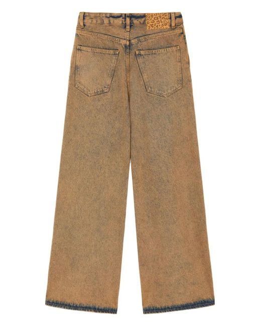 Alanui Natural Desert Rose Pleat-Detailed Acid-Wash Jeans