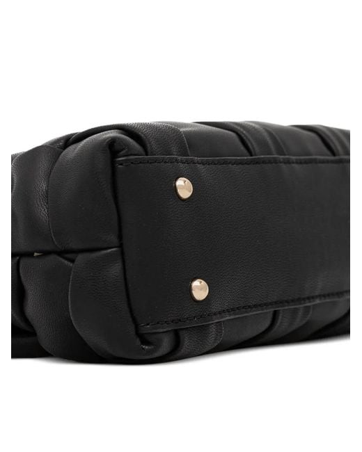 Guess Black Marion Woven Charm Tote Bag