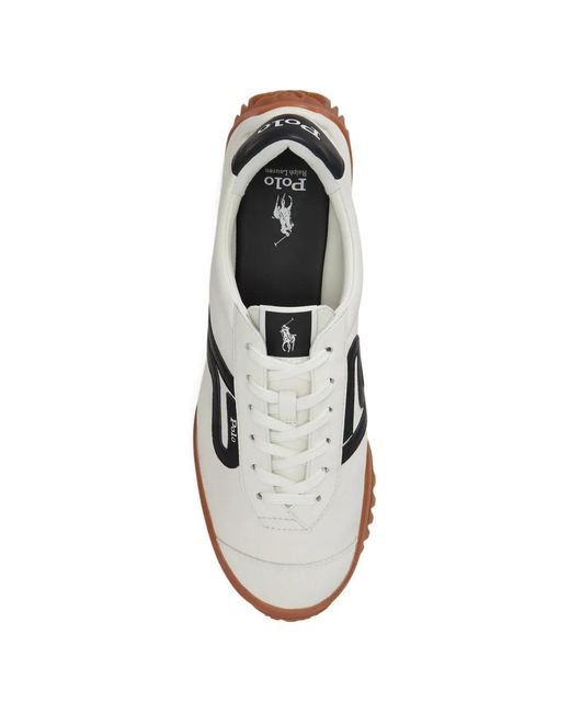 Polo Ralph Lauren White Treaded Leather Sneakers
