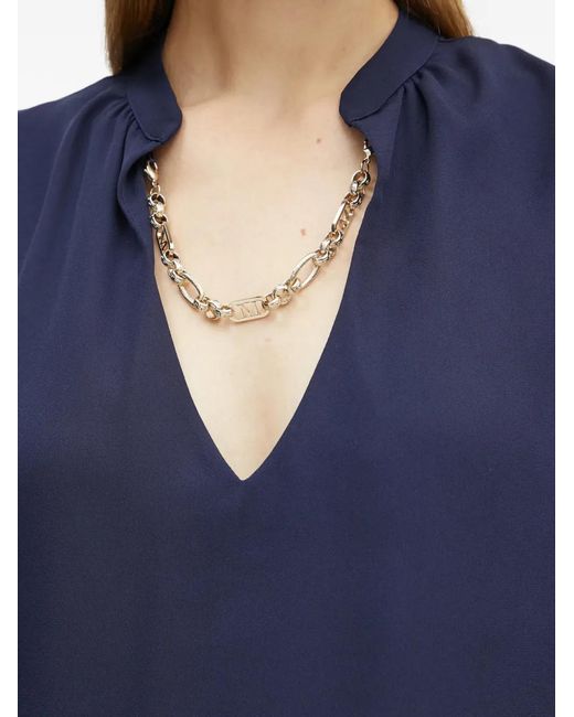MARCIANO BY GUESS Blue V-Neck Long-Sleeve Blouse