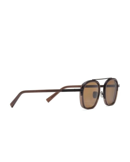 Zegna Brown Orizzonte Sunglasses for men