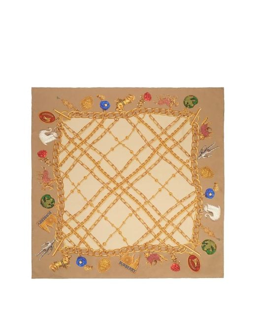 Burberry Natural Foulard En Soie Check