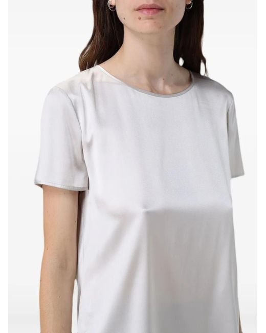 Max Mara White Short-Sleeve Satin T-Shirt