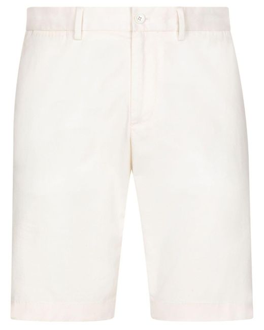 Dolce & Gabbana White Mid-rise Bermuda Shorts for men