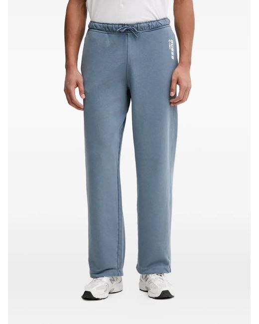 Guess Blue Logo-Print Drawstring Track Pants for men