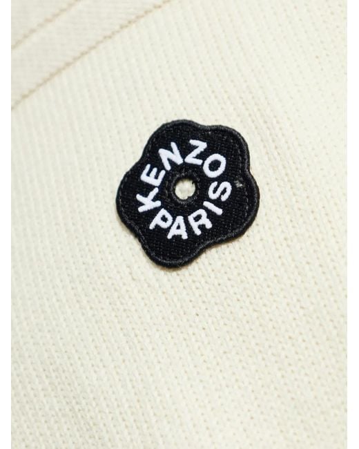 KENZO White Zip-Fastening Flower-Appliqué Cardigan for men
