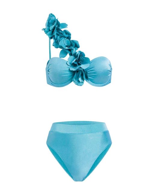 Bikini con applicazioni a fiori di PATBO in Blue