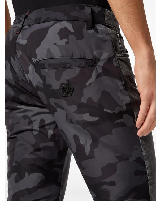 Philipp Plein Gray Camouflage-Print Skinny Stretch Jeans for men