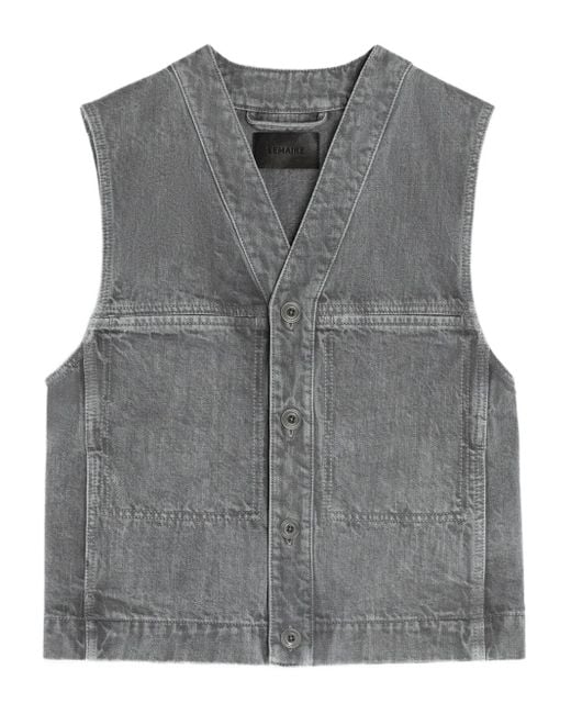 Lemaire Gray Button-Fastening Denim Gilet