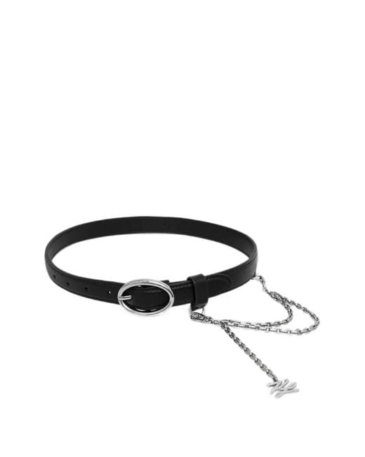 Karl Lagerfeld Black Chain-Link Crystal-Embellished Belt