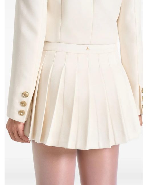 Manière De Voir White Joelle Asymmetric Pleated Mini Skirt