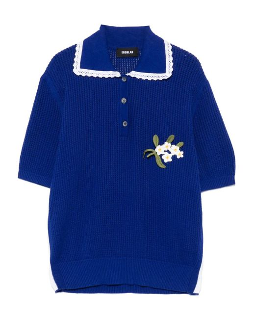 Egonlab Gestricktes Poloshirt in Blue für Herren