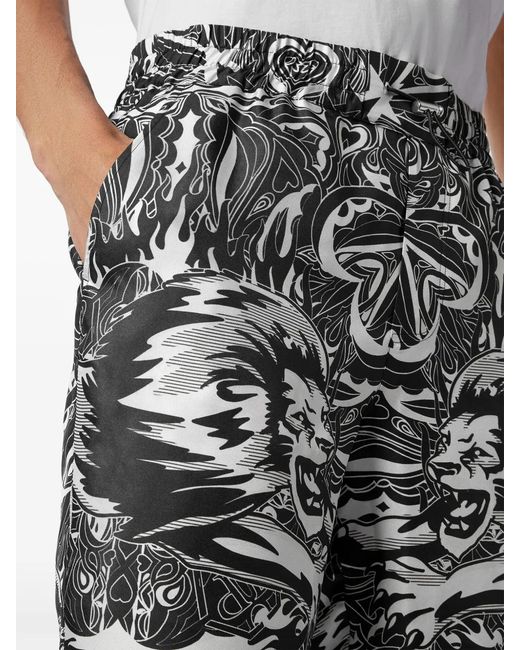 Philipp Plein Gray Circus-print Cotton Shorts for men