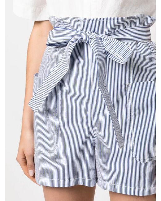 Philosophy Di Lorenzo Serafini Blue Striped High-Waisted Shorts