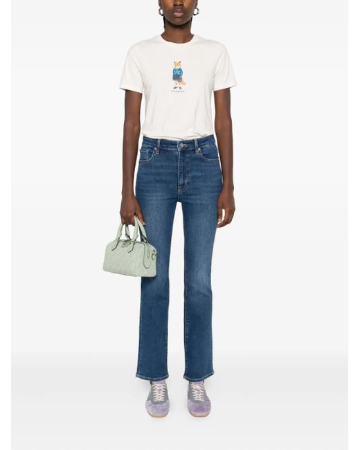 FRAME Blue Whiskering-Effect Jeans