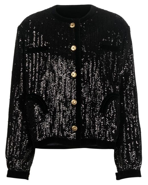 Blazé Milano Cotton Sequin-embellished Single-breasted Jacket in Black ...