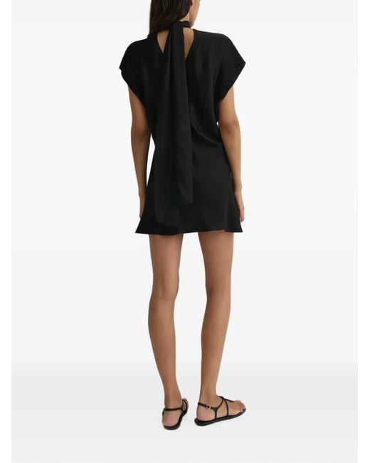 Bondi Born Black Ardea Tie-Neck Mini Dress