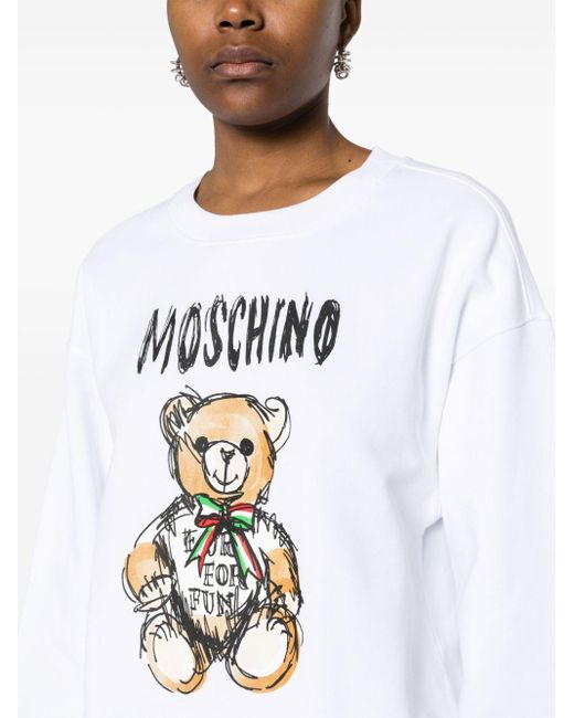 Moschino White Teddy Bear Cotton Sweatshirt