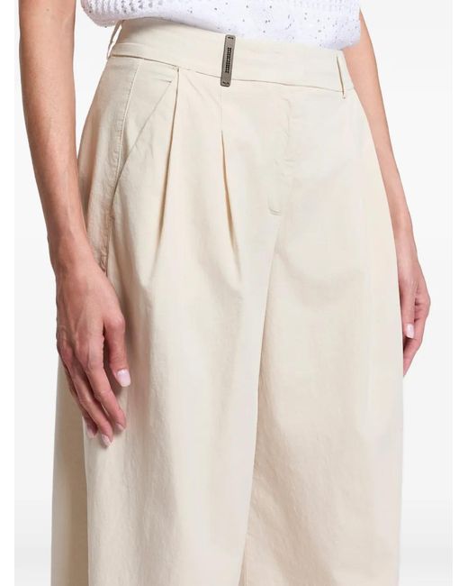 Peserico White Pleated Wide-Leg Trousers