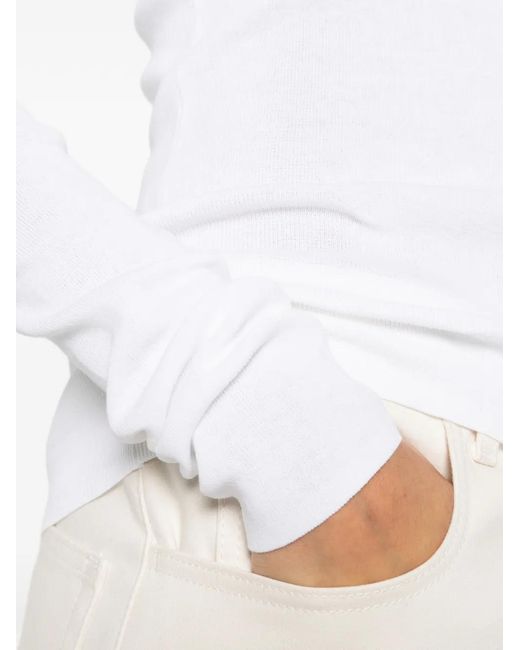 Totême  White Long-Sleeve Cotton Top