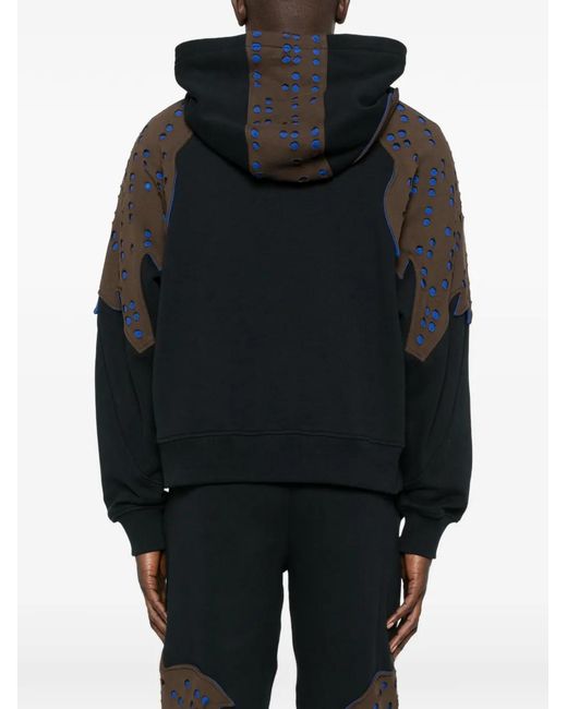 Kiko Kostadinov Black X Fox Lab Perforated Fleece Hoodie for men