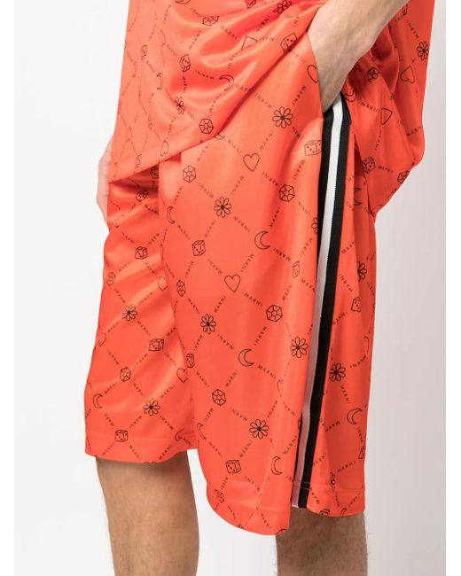 Marni Orange Short À Logo Imprimé for men