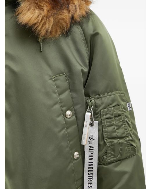 Alpha Industries Green X Thug Club Hooded Stud-Embellished Jacket for men